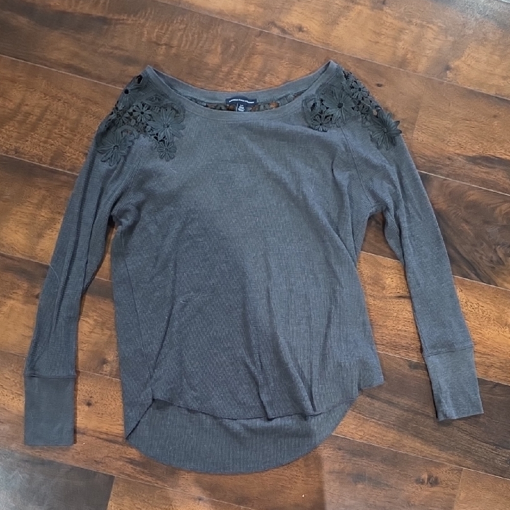 American Eagle Outfitters Dark Gray Top Size S
